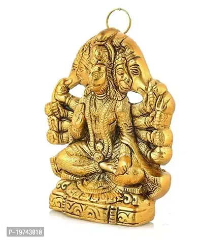 Metal Panchmukhi Hanuman ji Murti Bajrangbali Idol for Hanging and Gifts Decorative Diwali Pooja Showpiece-thumb3