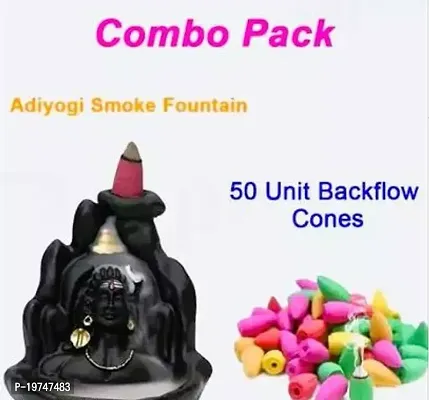 Mahadev, Shiv Shankara Backflow Cone Incense Holder Decorative Showpiece with 50 Smoke BnteIncenses For Shivratri Saawan Pooja-thumb0