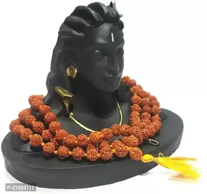 Lord Adiyogi Mahadev Shiva Statue with Rudraksh Mala diyogi Shiva Statue Decorative Showpiece - 12 cm  (Polyresin, Black)