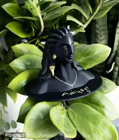 Adiyogi Shiva Statue For Car Dashboard Table Decor Idol Decorative Showpiece - 12 cm  (Resin, Black)-thumb2