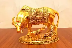 GOPAL COW BACHDA 18 cm Handicraft  Artifact Showpiece  Aluminium , Gold-thumb1
