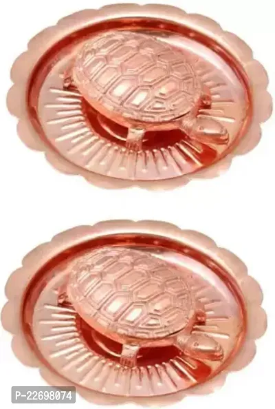 COPPER KACHUA PLATE -02 PCS 2 cm Feng Shui  Vastu Showpiece  (Copper, Copper)-thumb0