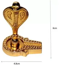 BRASS PLATE + GOLDEN NAAG 8 cm Religious Idol  Figurine  (Brass, Gold)-thumb1