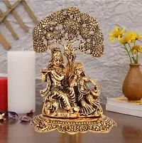 Radha Krishna Decorative Showpiece Decorative Showpiece - 21 cm  (Brass, Gold)-thumb1