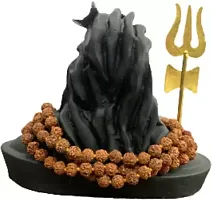 SHIV ADIYOGI IDOL WITH RUDRAKSH MALA AND TRISHUL Decorative Showpiece - 12 cm  (Polyresin, Black)-thumb2