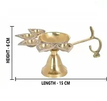 Pure Brass Panch Aarti Diya Oil Lamp / Panch aarti Jyoti Puja Diya for Diwali (Length 6 INCH) Golden Pack of 1 Brass Table Diya  (Height: 2.5 inch)-thumb1