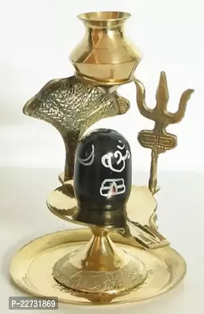 Black Shivling for Home-Office Decor, for Gifts Items  Car Dashboard (8x10-In) Decorative Showpiece - 10 cm  (Brass, Gold, Black)-thumb0