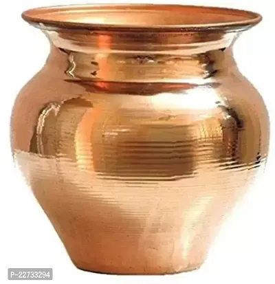 Copper Lota Kalash Pot |700 ML| Used as Poojan Worship Home Temple Garden Storage Water Beneficial for Health from Vrindavan 700Ml Copper Kalash  (Brown)-thumb0