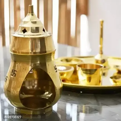 Akhand Diya Brass kapoor Oil Lamp Brass Table Diya  (Height: 6 inch)-thumb3