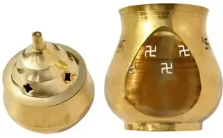 Akhand Diya Brass kapoor Oil Lamp Brass Table Diya  (Height: 6 inch)-thumb1