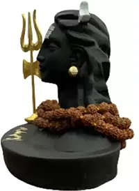 SHIV STATUE WITH TRISHUL AND MALA Decorative Showpiece - 12 cm  (Polyresin, Black)-thumb1