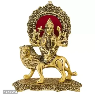 Goddess Maa Durga Murti in Metal Antique Gold Finish Decorative Showpiece - 15 cm  (Brass, Gold)