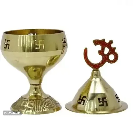 Brass Akahand Jyoti Deepak ( Diya ) Oil Lamp for Home and Office Temple Brass Table Diya  (Height: 5.3 inch)-thumb0