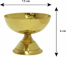 Brass Akhand Diya for Pooja and Diwali Decoration Set of 2 Brass (Pack of 2) Table Diya Set  (Height: 2.3 inch)-thumb1