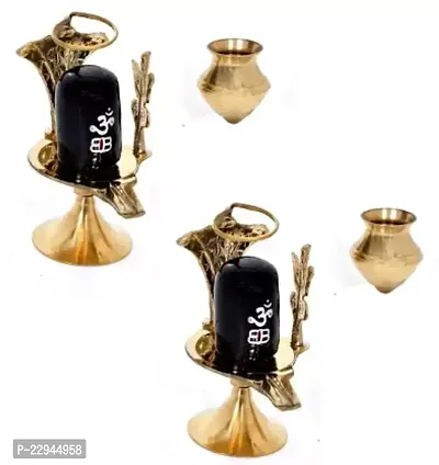 shivling-p1 Decorative Showpiece - 8 cm  (Brass, Gold, Black)-thumb2