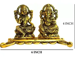 Laxmi ji  Ganesha murti Decorative Showpiece - 10.16 cm  (Metal, Gold)-thumb1
