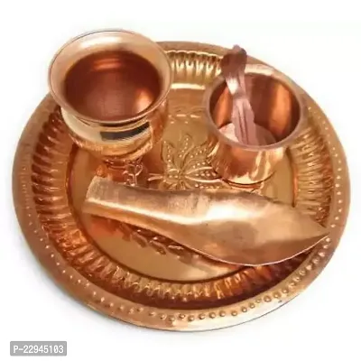 COPPER CHAPA PLATE+COPPER LOTA+PANCHPATRA+SPOON+ARGA Copper  (Brown)