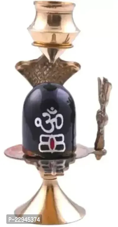 Shiva Ling Lingam Brass Statue Decorative Showpiece - 4 cm  (Brass, Black)