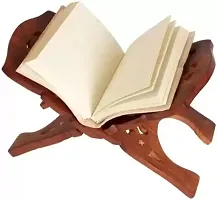 Pooja Book Stand/Rehal/Wooden holy Book Stand/Wooden Book Stand/Ramayan Wooden Brown Rehal  (Width (Open) = 25.5 cm : Height (Open) = 15 cm)-thumb1