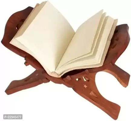 Pooja Book Stand/Rehal/Wooden holy Book Stand/Wooden Book Stand/Ramayan Wooden Brown Rehal  (Width (Open) = 25.5 cm : Height (Open) = 15 cm)-thumb2