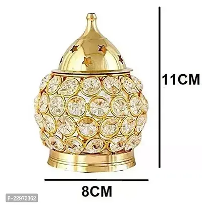 Small Brass Akhand Diya for Puja Crystal Oil Lamp Diyas, Tea Light Holder,Puja Lamp Diwali Lights for Decoration 11cm-thumb2