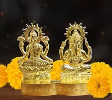 Gold Plated Laxmi Idol Showpiece,Metal Lakshmi Statue / raditional Laxmi Ganesh Idol Showpiece,Metal Lakshmi Ganesh Statue for Diwali ,Home Decor, Golden 11 cm-thumb2