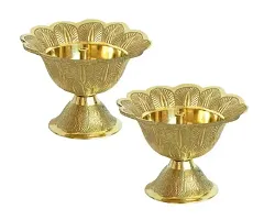 Brass Traditional Design Lotus Akhand Diya Oil Lamp for Home Pooja and Decoration Size- 5 cm-thumb1