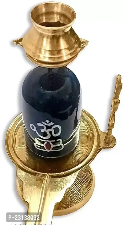 Brass Shiva Shivling Natural Stone with Jaladhari Lota Kalash for Home Temple Puja/Pooja-thumb0