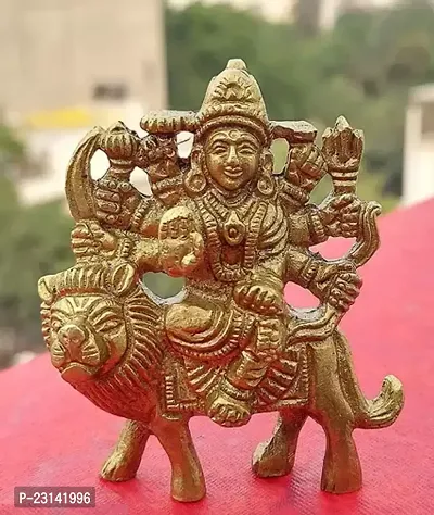 Pure Brass Durga MATA Murti, Durga Maa Idol, Sherawali MATA Murti For Navratri, Diwali Pooja-thumb0
