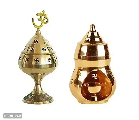 Combo of Kapoor/Camphor Diffuser Brass Diya/lamp with (No.1) Jali Akhand Jyoti Deep with Stand-thumb0