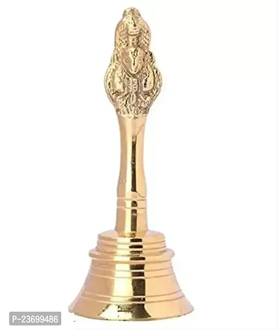 Ghanti, Bell/Garuda Ghanti for Home Temple Brass Pooja Bell 4inch (Gold,Brass)-thumb0