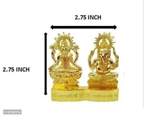 Gold Plated Laxmi Idol Showpiece,Metal Lakshmi Statue / raditional Laxmi Ganesh Idol Showpiece,Metal Lakshmi Ganesh Statue for Diwali ,Home Decor, Golden 11 cm-thumb3