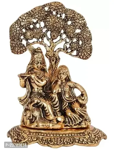 Radha Krishna Decorative Showpiece Decorative Showpiece - 21 cm  (Brass, Gold)-thumb0