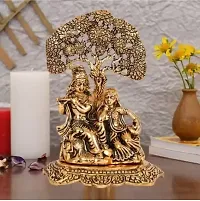 Radha Krishna Decorative Showpiece Decorative Showpiece - 21 cm  (Brass, Gold)-thumb1