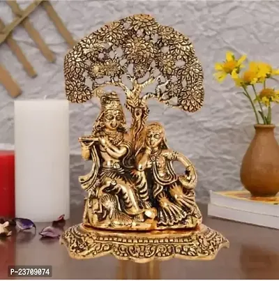 Radha Krishna Decorative Showpiece Decorative Showpiece - 21 cm  (Brass, Gold)-thumb2