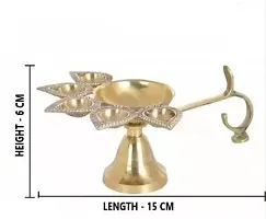Pure Brass Panch Aarti Diya Oil Lamp / Panch aarti Jyoti Puja Diya for Diwali (Length 6 INCH) Golden Pack of 1 Brass Table Diya (Height: 2.5 inch)-thumb1