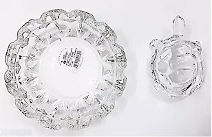 Crystal Glass Turtle Plated Feng Shui Tortoise Plate Vastu Yantra Feng Sui Lucky Gift Puja Articles Decorative Showpiece - Decorative Showpiece - 9 cm (Crystal, Multicolor)-thumb2