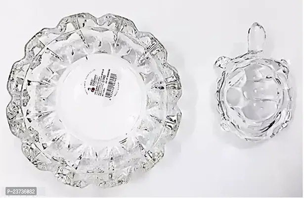 Crystal Glass Turtle Plated Feng Shui Tortoise Plate Vastu Yantra Feng Sui Lucky Gift Puja Articles Decorative Showpiece - Decorative Showpiece - 9 cm (Crystal, Multicolor)-thumb3