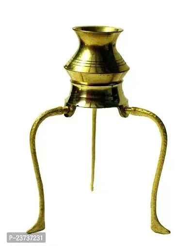 Shivling Stand Without Shivling Brass Lota for Puja Tripai Lota for Jalabhishek of Shivling Decorative Showpiece - 14cm (Brass, Gold)-thumb0