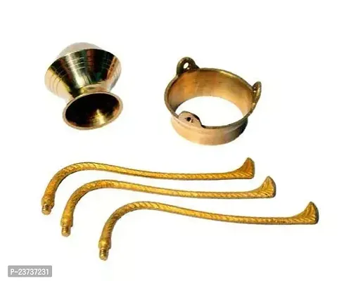 Shivling Stand Without Shivling Brass Lota for Puja Tripai Lota for Jalabhishek of Shivling Decorative Showpiece - 14cm (Brass, Gold)-thumb2