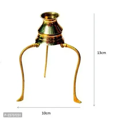 Shivling Stand Without Shivling Brass Lota for Puja Tripai Lota for Jalabhishek of Shivling Decorative Showpiece - 14cm (Brass, Gold)-thumb3
