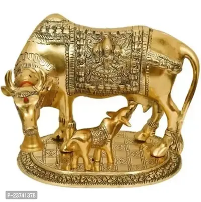 METAL COW-BACHDA Decorative Showpiece - 15 cm  (Aluminium, Gold)-thumb0