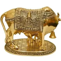 METAL COW-BACHDA Decorative Showpiece - 15 cm  (Aluminium, Gold)-thumb1
