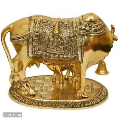 METAL COW-BACHDA Decorative Showpiece - 15 cm  (Aluminium, Gold)-thumb2