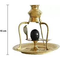 Brass Shivling with Sheshnag and Black Stone Ling 4 inchs Decorative Showpiece - 15 cm  (Brass, Black, Gold)-thumb1