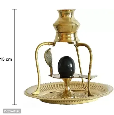 Brass Shivling with Sheshnag and Black Stone Ling 4 inchs Decorative Showpiece - 15 cm  (Brass, Black, Gold)-thumb2