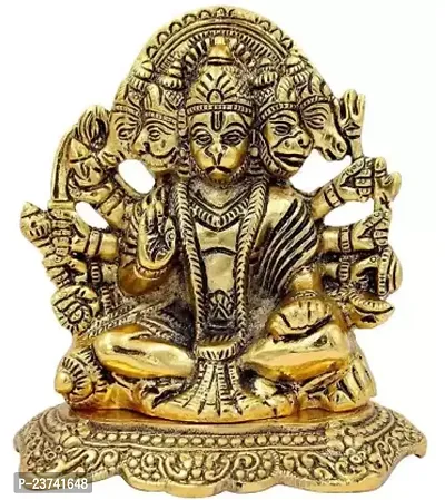 Hanuman ji Metal Statue,Balaji idol Murti for Home and Office Gift Item Decorative Showpiece - 15 cm  (Metal, Gold)-thumb0
