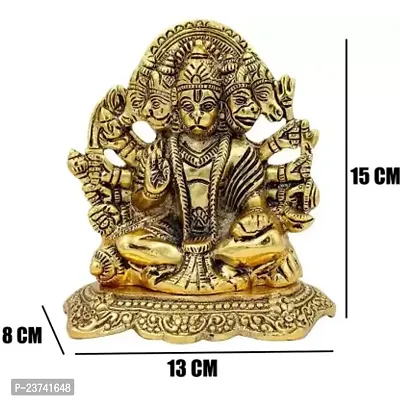 Hanuman ji Metal Statue,Balaji idol Murti for Home and Office Gift Item Decorative Showpiece - 15 cm  (Metal, Gold)-thumb2