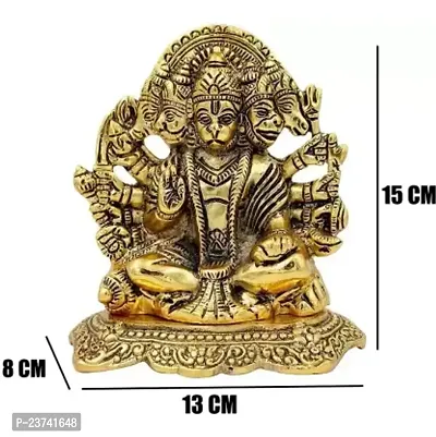 Hanuman ji Metal Statue,Balaji idol Murti for Home and Office Gift Item Decorative Showpiece - 15 cm  (Metal, Gold)-thumb3
