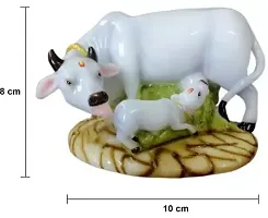 Cow With Calf Decorative Showpiece - 8 cm  (Polyresin, White)-thumb1